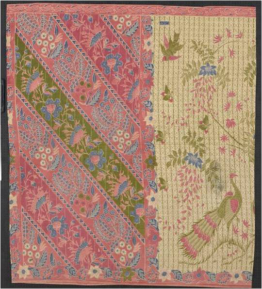 印尼　20世紀早期 粉紅地花鳥

孔雀紋蠟染筒裙