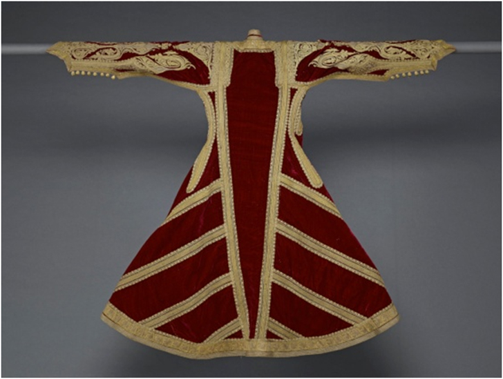 土耳其 18-19世紀 紅地絲絨刺繡外套