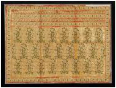 印度 18-19世紀　金地刺繡紗麗首面(Pallu)