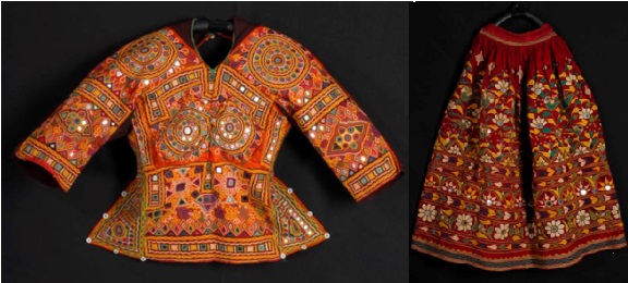 印度 19-20世紀　刺繡長上衣與刺繡裙