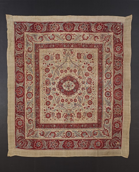 十八至十九世紀 白地花卉紋繪染棉布