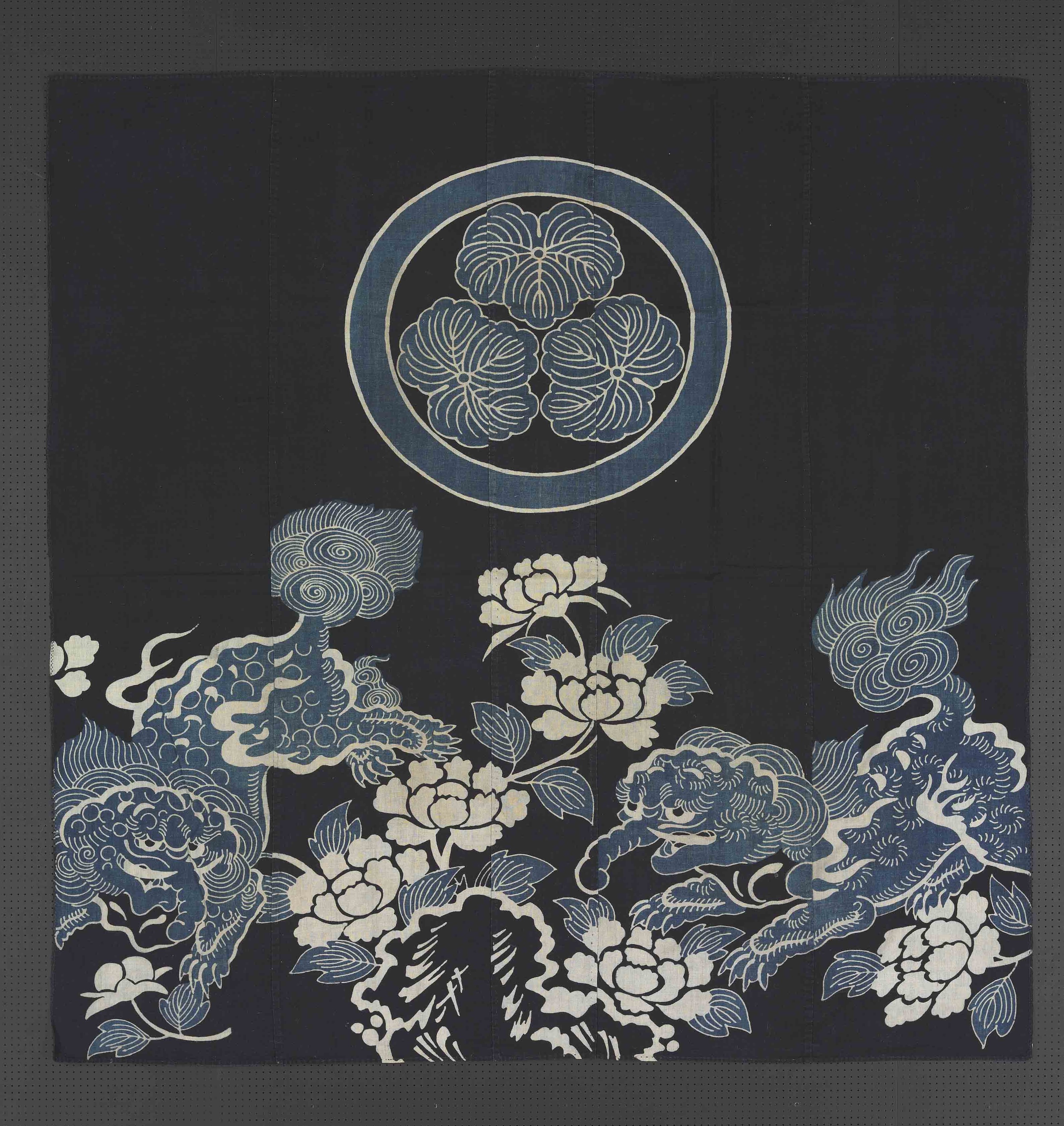 Bed cover (Futonji) with “baku” and peony motifs