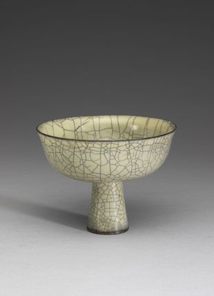 Stem bowl with celadon glaze