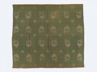 綠地孔雀花卉紋織金布