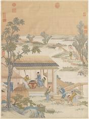 Photo: 清 緙絲村農韶慶圖 軸