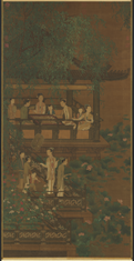 Photo: 傳世作品〈五代南唐 周文矩 荷亭奕釣仕女圖〉，畫家對圍棋似有一定理解，棋子佈排符合圍棋棋路。