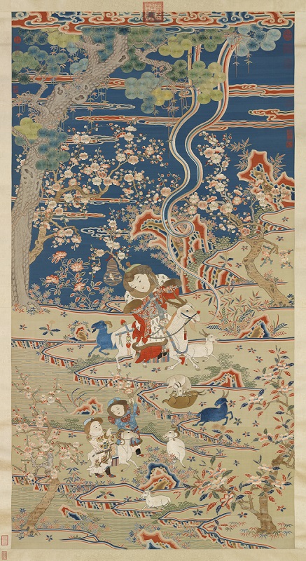 Tapestry-Embroidery of Nine Goats Opening the New Year