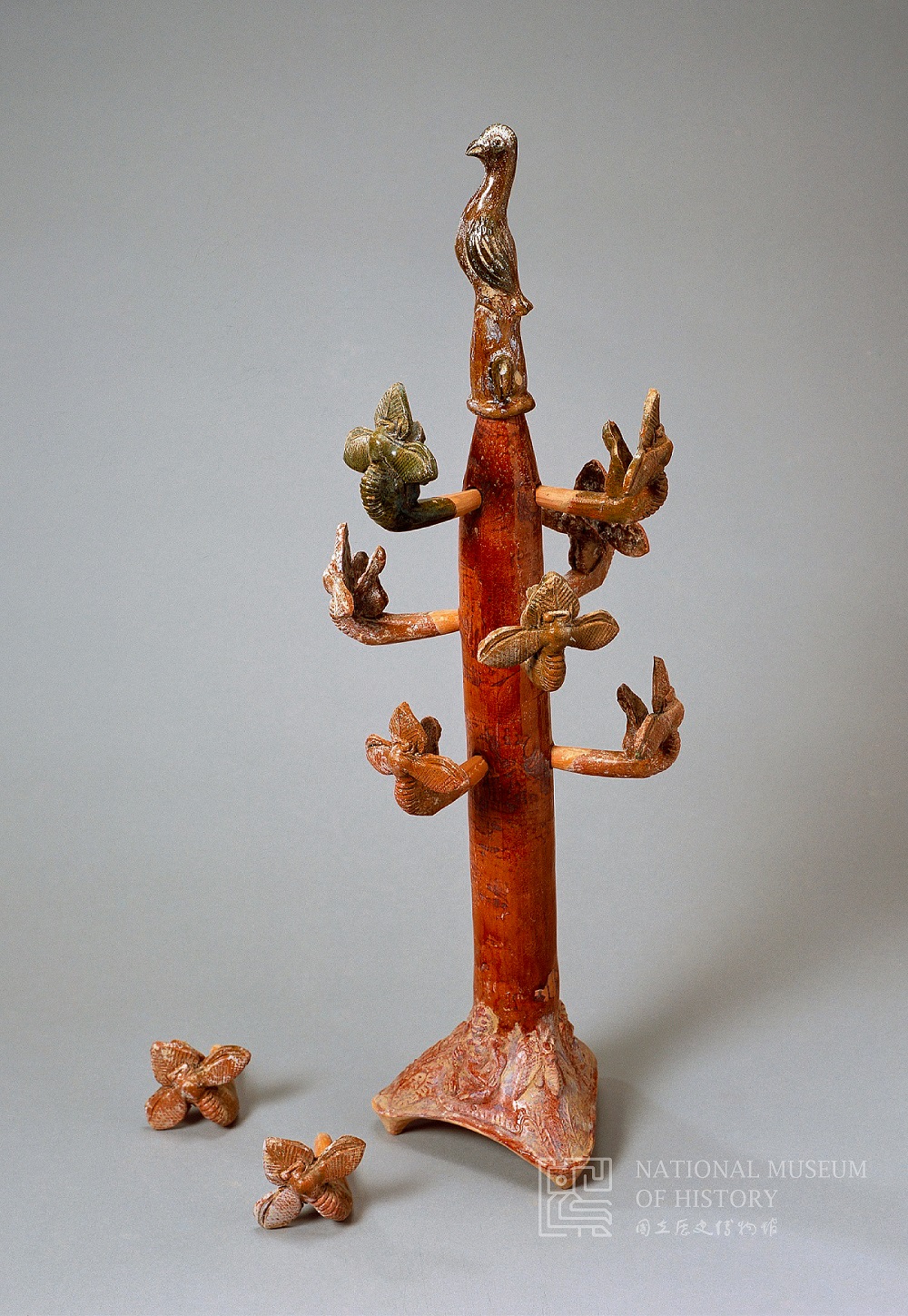 Brown and green glazed Taodu tree