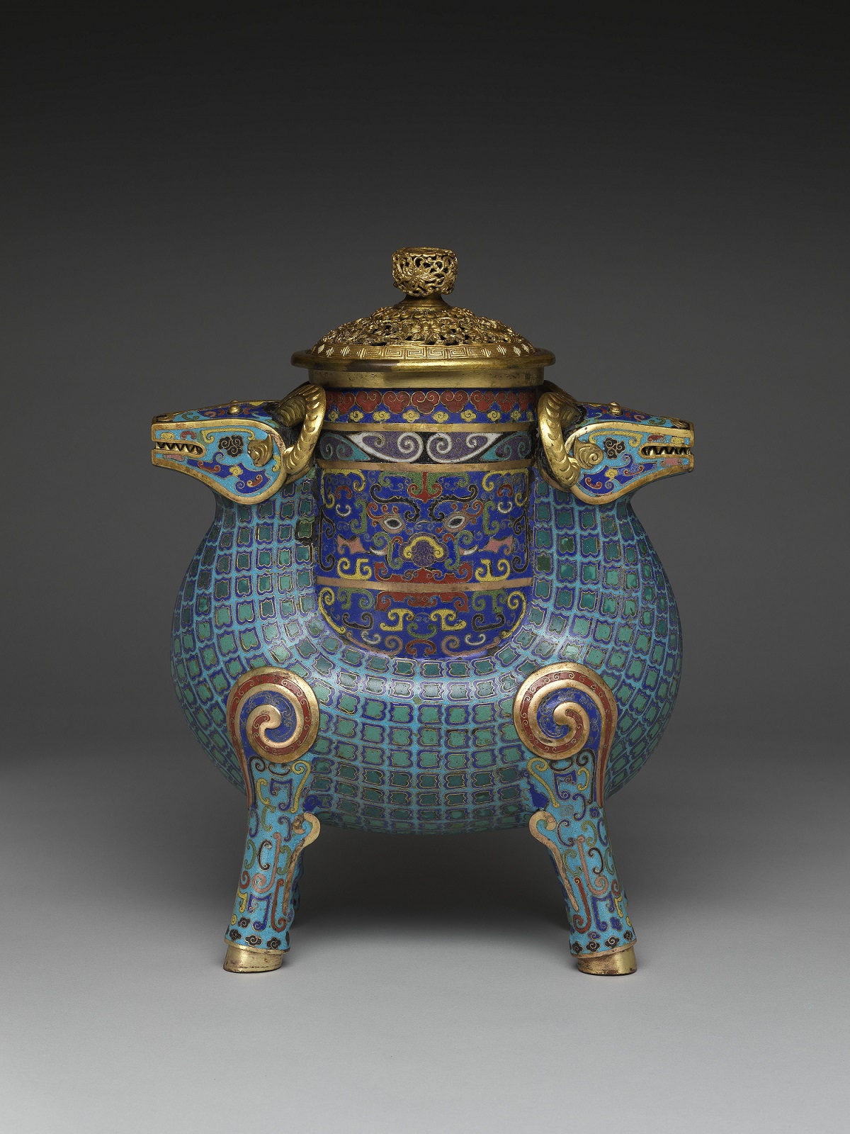Cloisonné enamel double-ram zun vessel