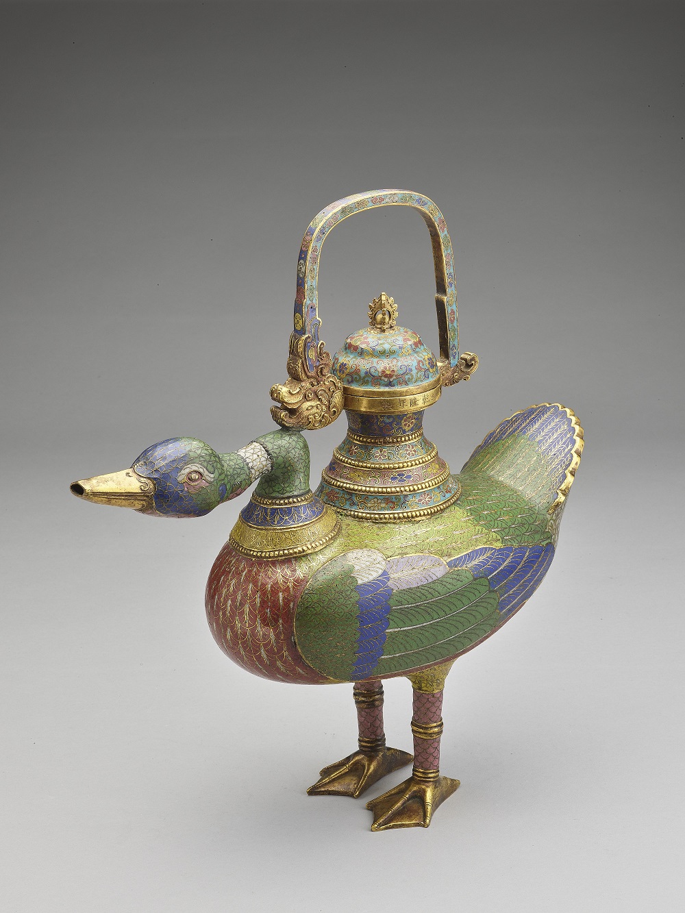 Cloisonné enamel duck zun vessel