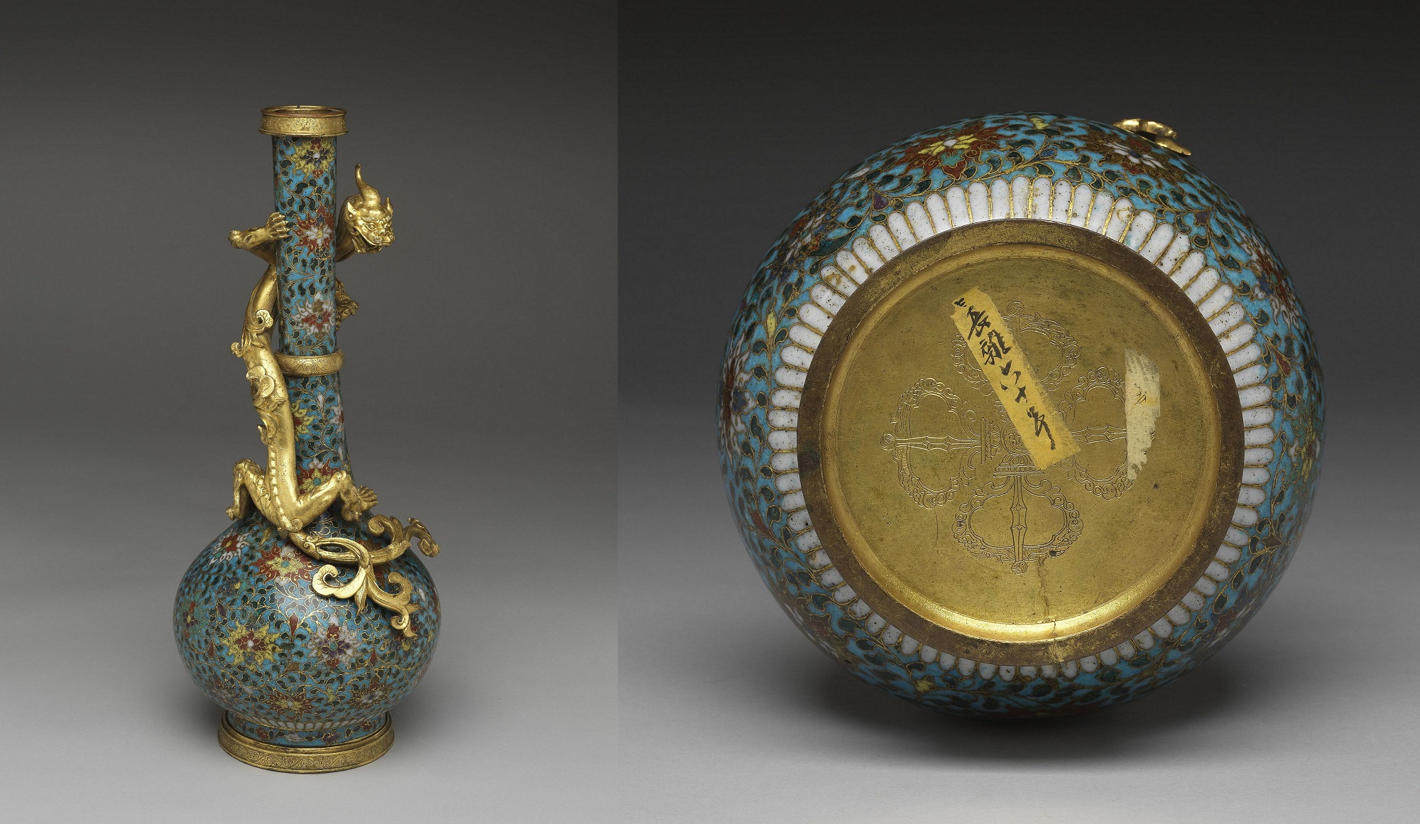 Cloisonné enamel vase with lotus motif