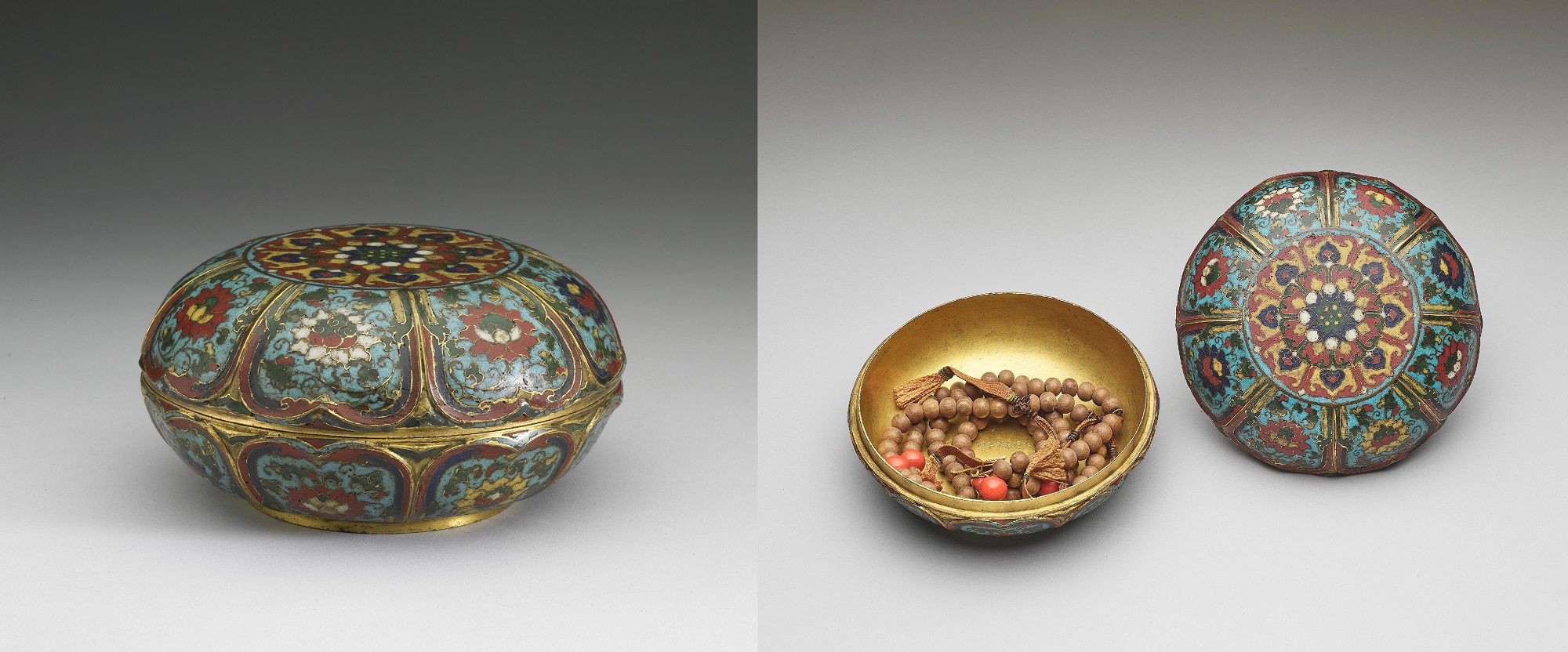 Cloisonné enamel case with lotus motif and Jingtai mark