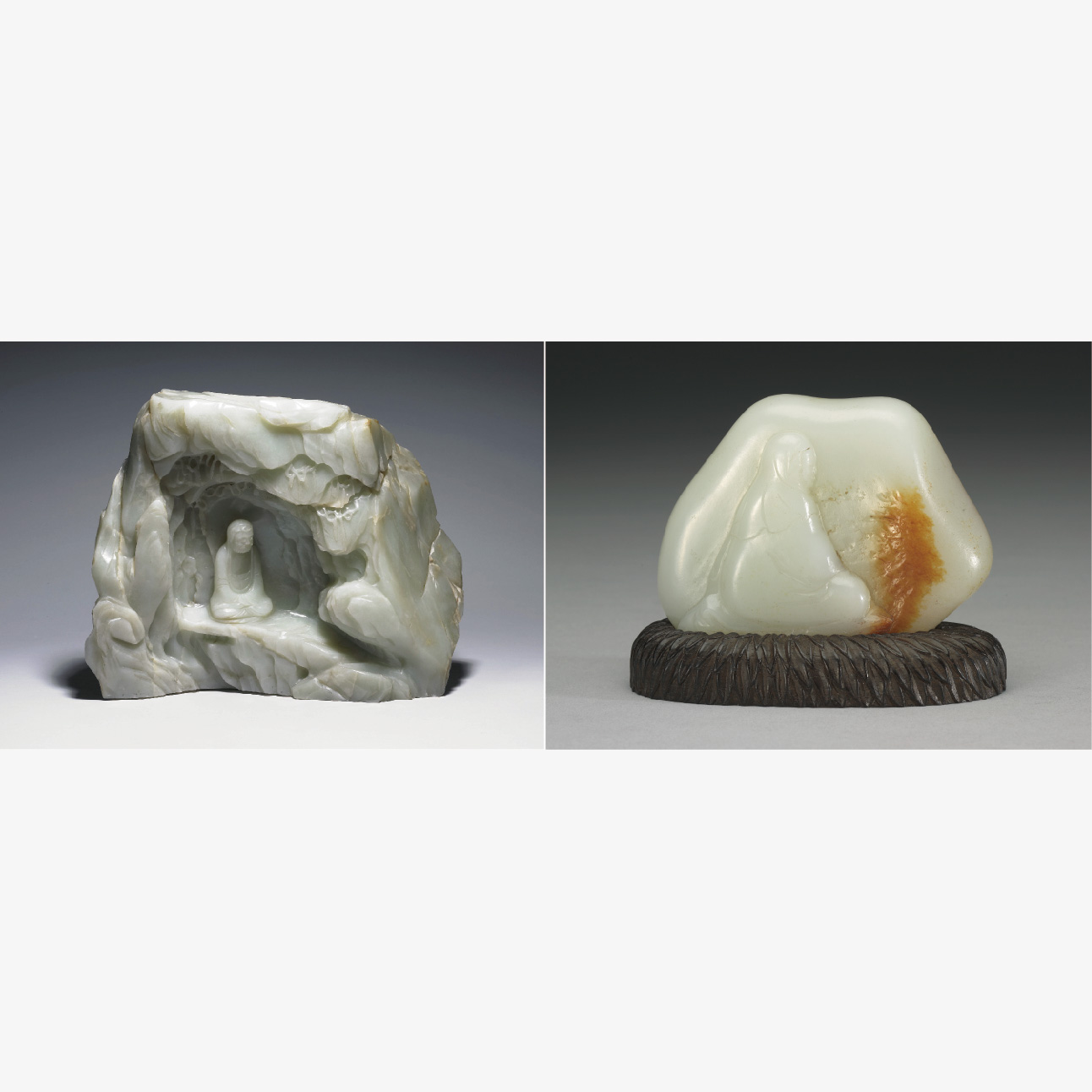 Jade carvings of Bodhidharma in a grotto