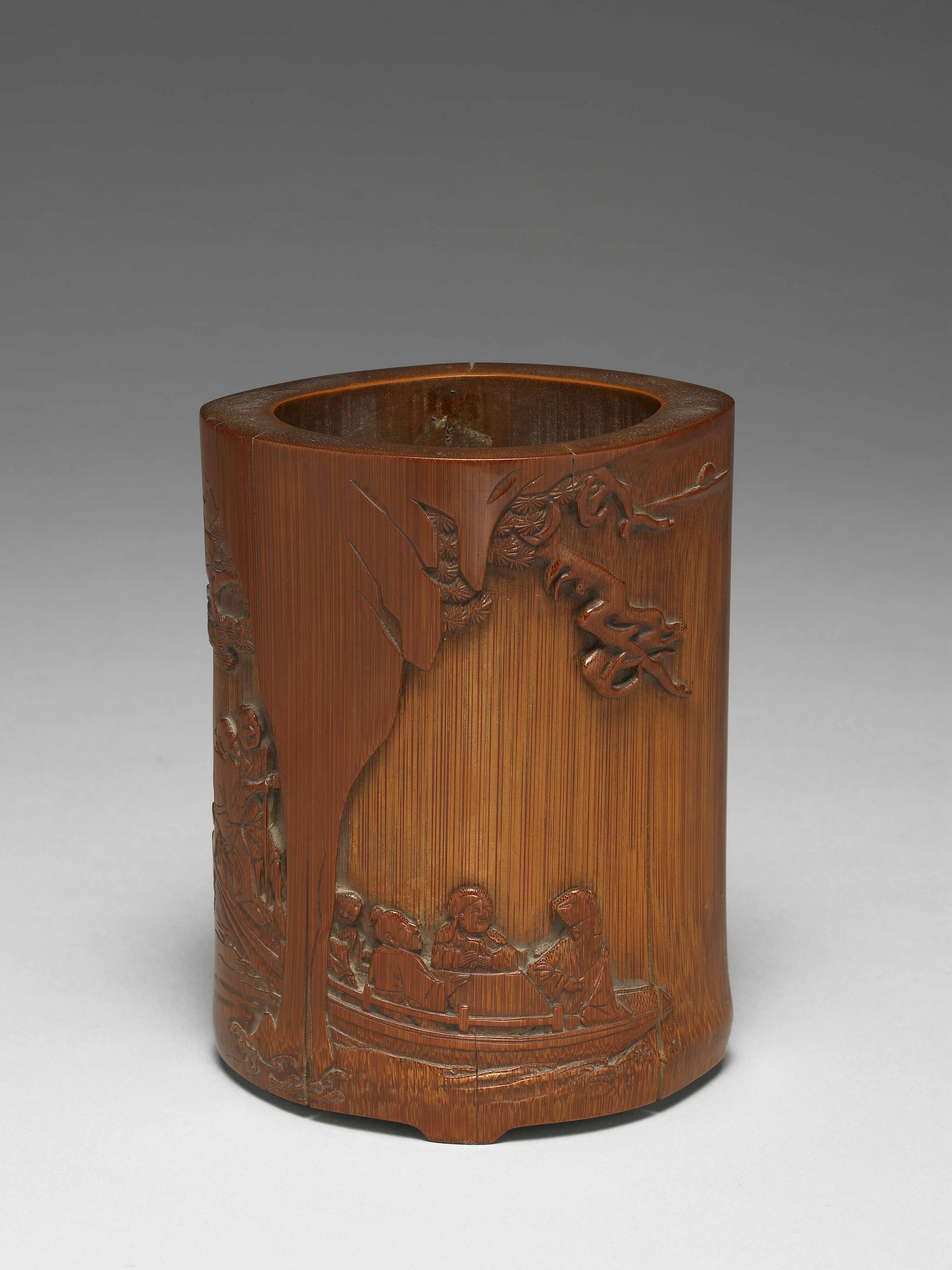 Bamboo Brush Holder Carved with the “Red Cliff” Motif by Su Dongpuo