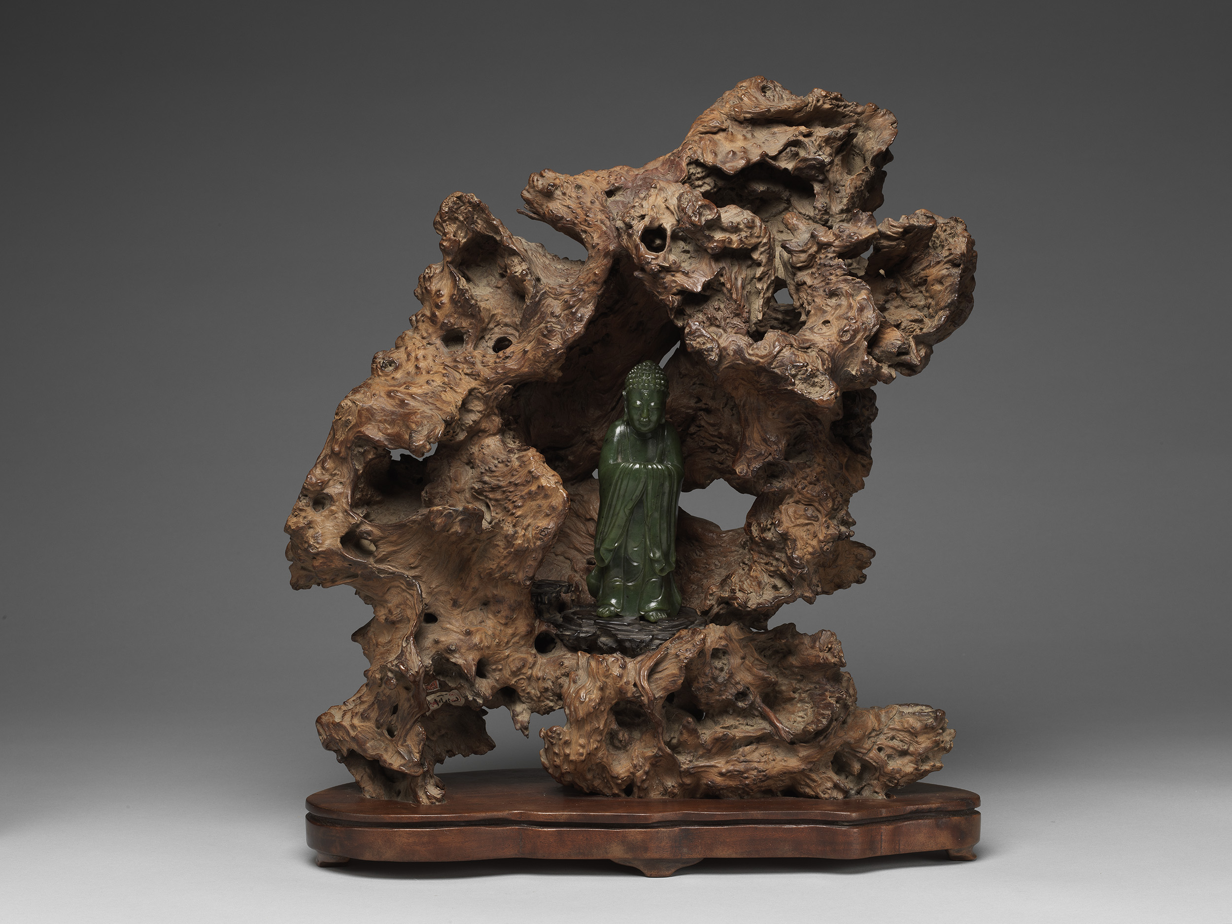 Wood Root Immortal Mountain with Jade Shakyamuni Buddha