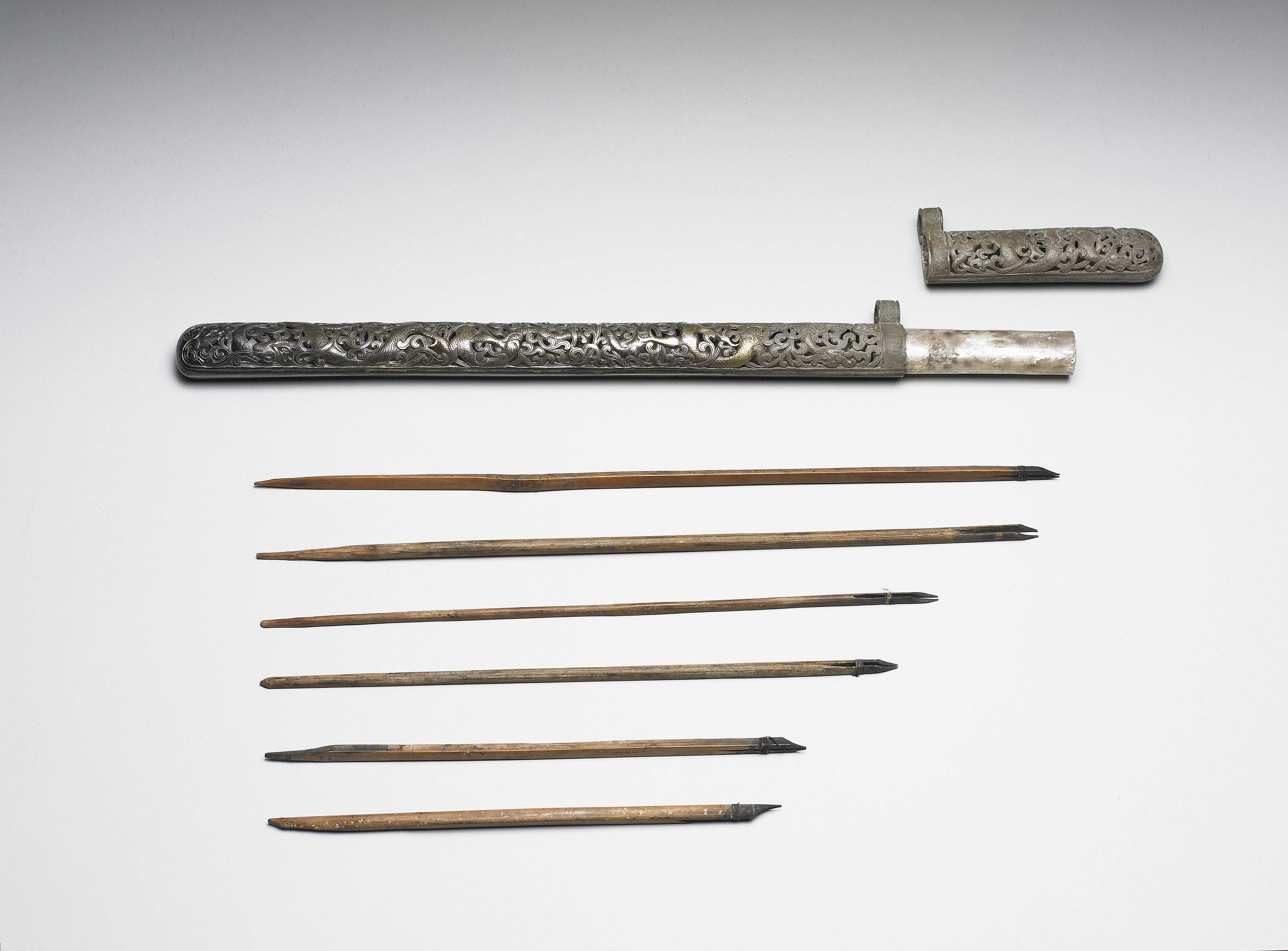Silver-Gilt Pen Case with Bamboo Pens