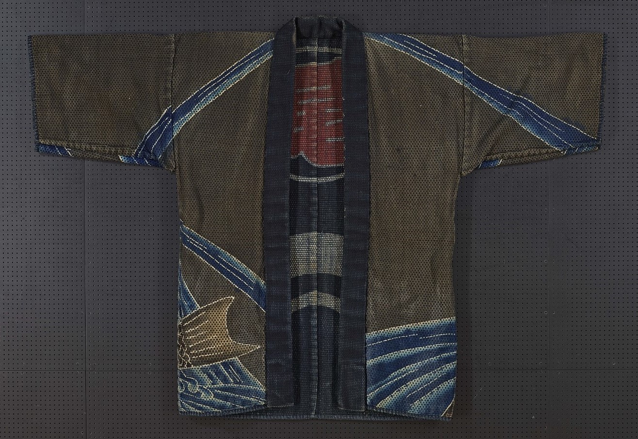 Firefighter's Jacket (Hikeshi-Banten) with with Carp Crossing Dragon Gate Scene 