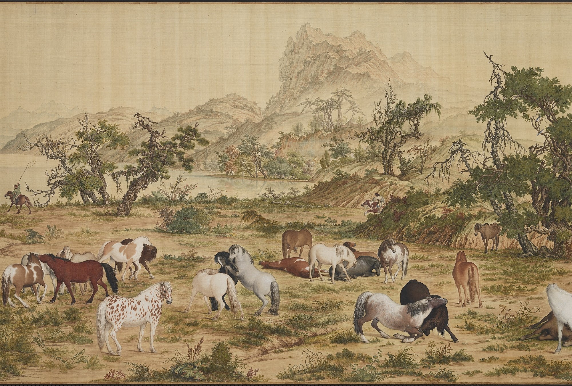 One Hundred Horses, Giuseppe Castiglione, scroll