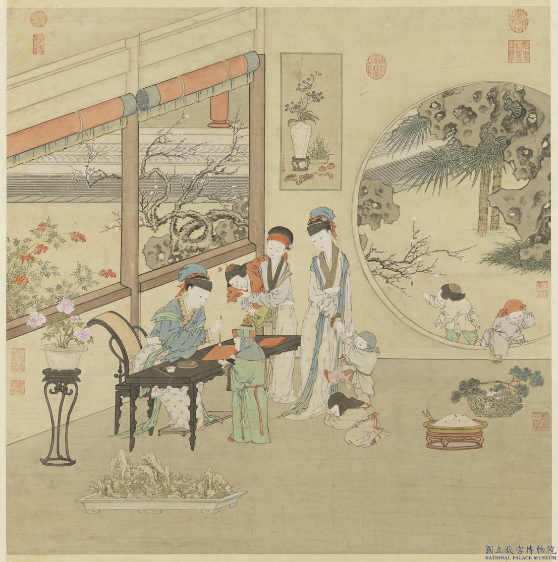 清 金廷標 畫曹大家授書圖