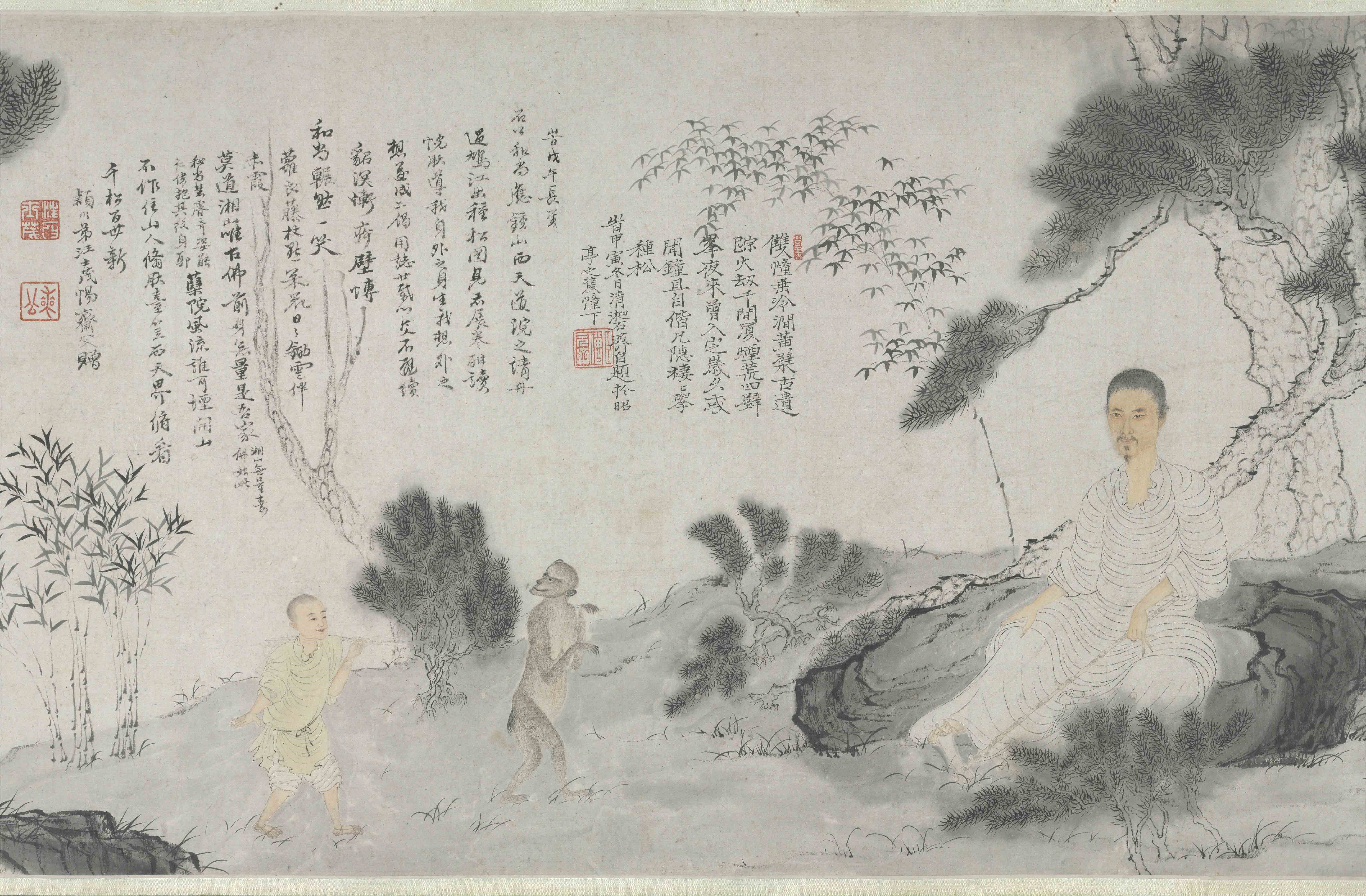 Self-Portrait Planting a Pine Tree, Scroll