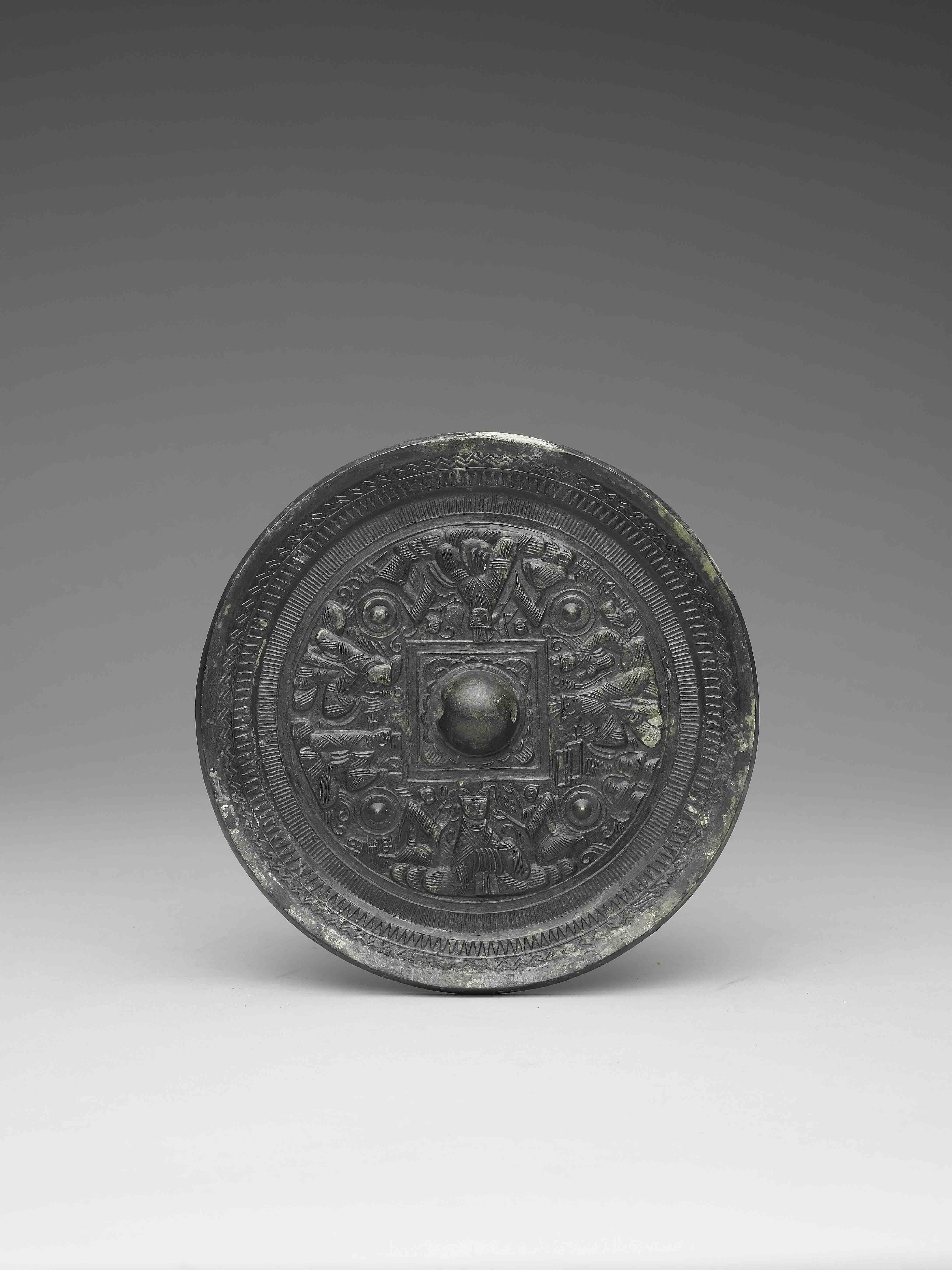 Mirror decorated with King Wu, King Yue, and deities