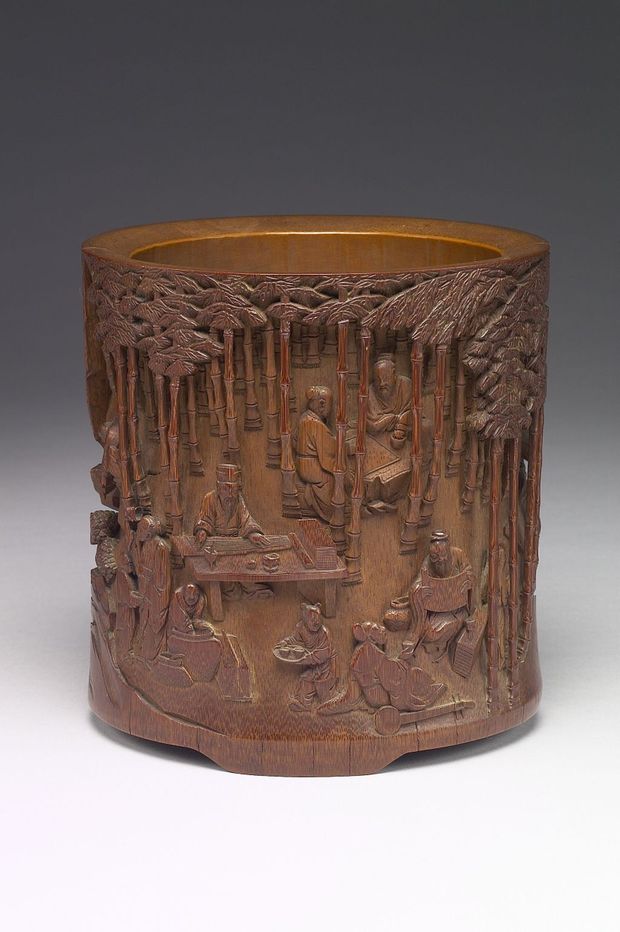 Seven Sages bamboo brush holder