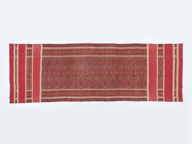 Ikat ceremonial cloth (cepuk) with floral and geometric pattern