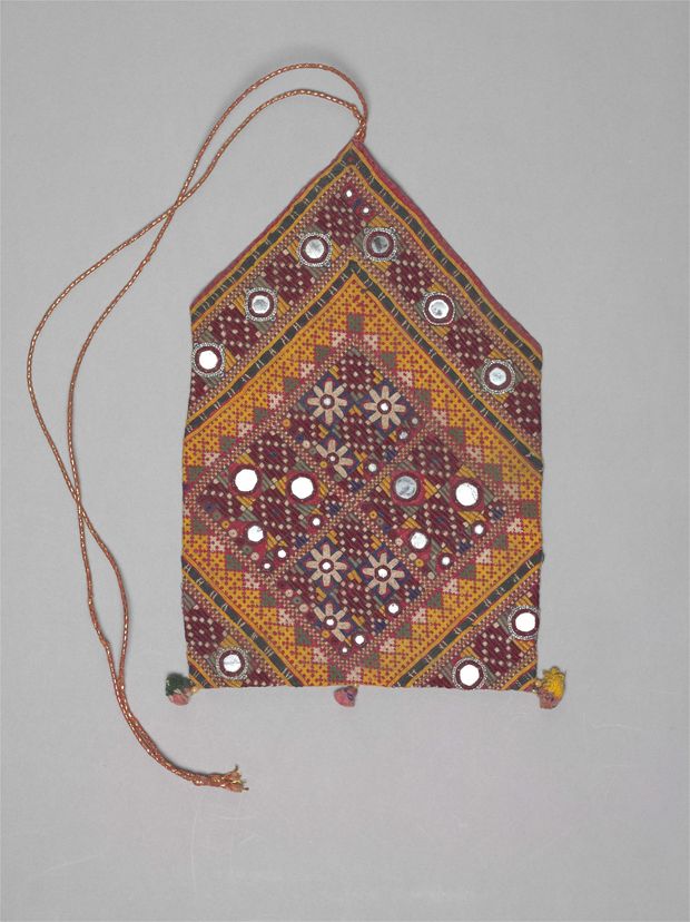 Dowry bag with floral and geometric embroidery