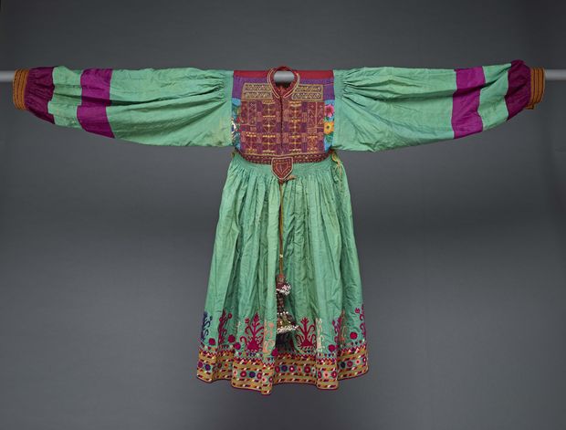 Embroidered dress with floral and geometric motifs