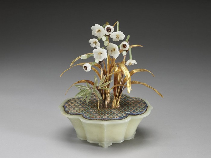 Planter with Narcissus in Jade and Gold