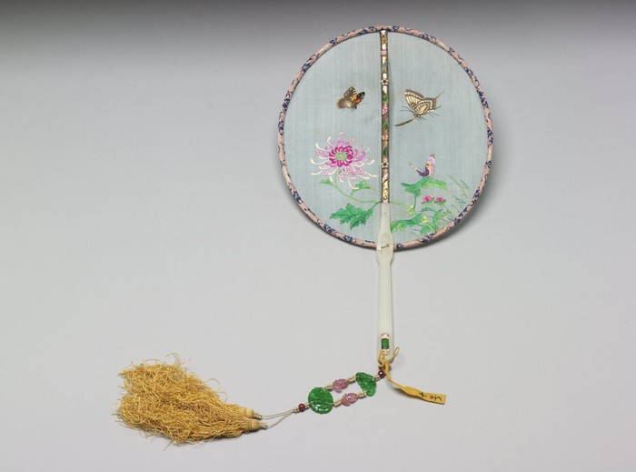 Jeweled fan with flowers and butterflies